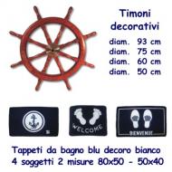 Timoni decorativi in legno e ottone - Tappeti da bagno blu decoro bianco. Vuoi saperne di più? Clicca sul link sotto