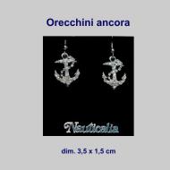 Orecchini forma ancora con brillantini tipo swarovski dim. 3,5 x 1,5 cm