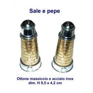 Set sale e pepe in ottone massiccio e acciaio inox dim. H 9,5 x 4,2 cm