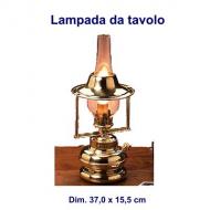 Lampada da tavolo stile marina, in ottone lucido, diffusore trasparente, dim. 37,0 x 15,5 cm