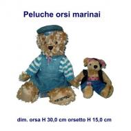 Coppia peluche orsa marinaio H 30,0 cm, con orsetto pirata H 15,0 cm