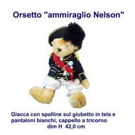 Orsetto con giacca blu con spalline su panciotto in tela, pantaloni bianchi e cappello a tricorno dim H 42,0 cm