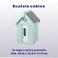 Scatola in legno cabina balneare colore pastello dim. 20 x 12,5 x 11,5 cm