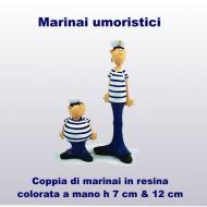 Set di n. 2 marinai in resina colorata a mano h 7 cm e 12 cm