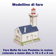 Modellino faro di Belle Ile Les Poulains in resina colorata a mano dim. h 10,5 x 8,0 x 6,0 cm