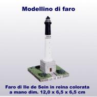 Modellino faro di Ile de Sein in resina colorata a mano dim. h 12,0 x 6,5 x 6,5 cm
