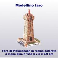 Modellino faro di Ploumanach in resuna colorata a mano dim. h 12,5 x 7,5 x 7,0 cm